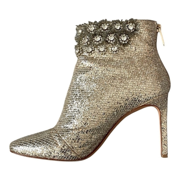 Vince Camuto IM-Lura Gold Glitter Mesh Heeled Ankle Boots Size 8.5 - Picture 7 of 12